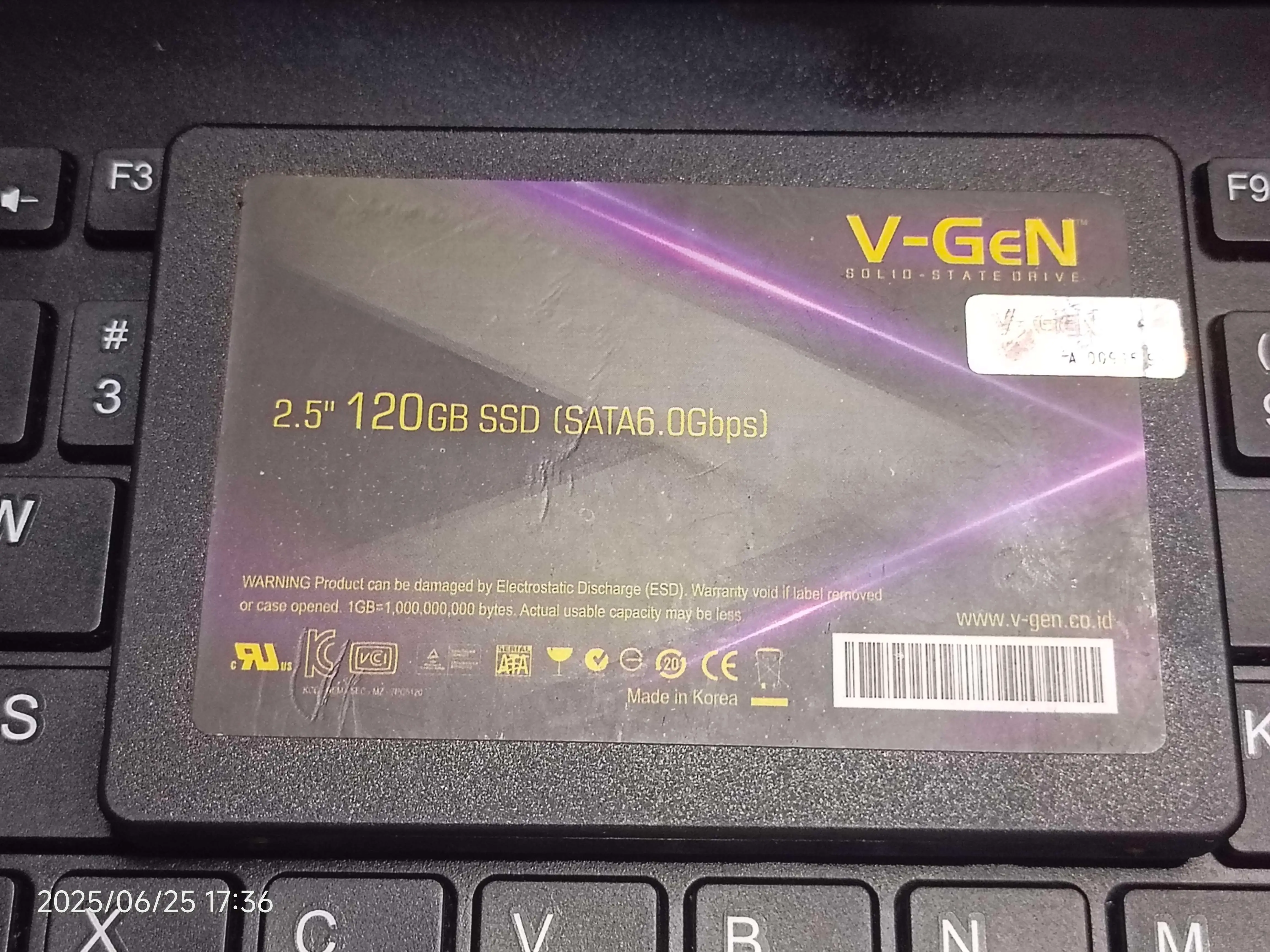 The front of the SSD's case